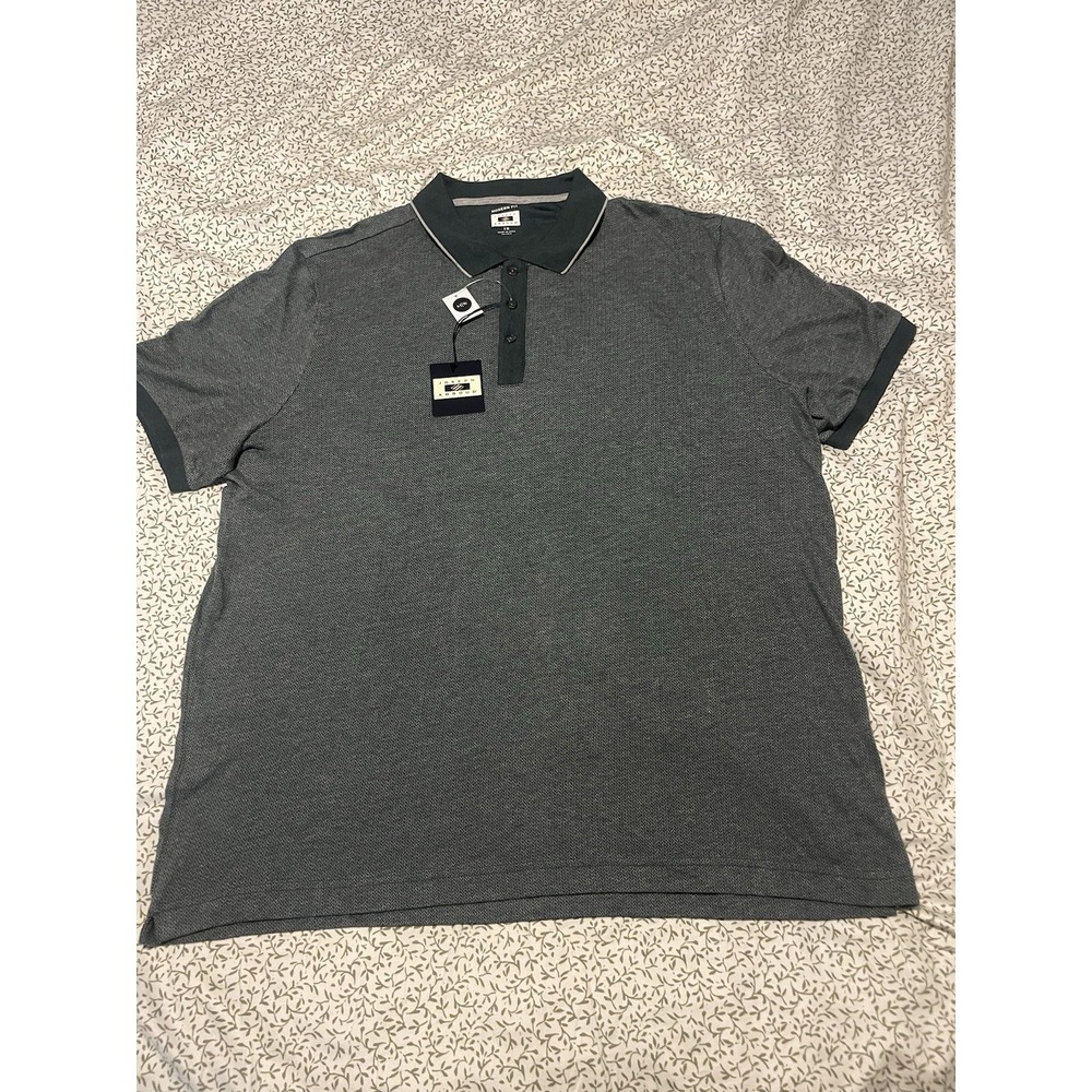 Joseph Abboud Mens Modern Fit Polo Shirt Dark Green Textured Short Sleeve 1X NEW